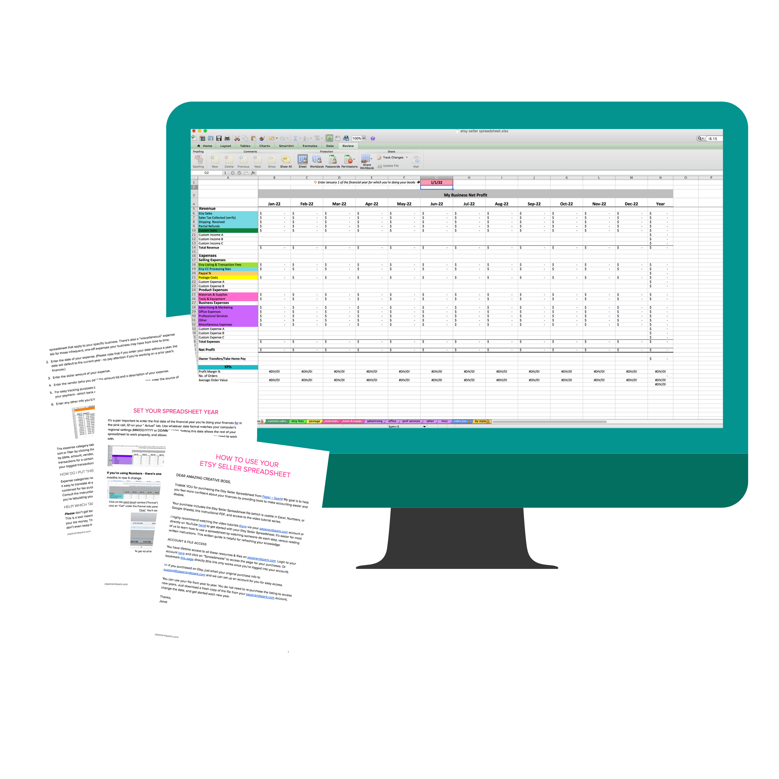 Bookkeeping Templates – Paper and Spark