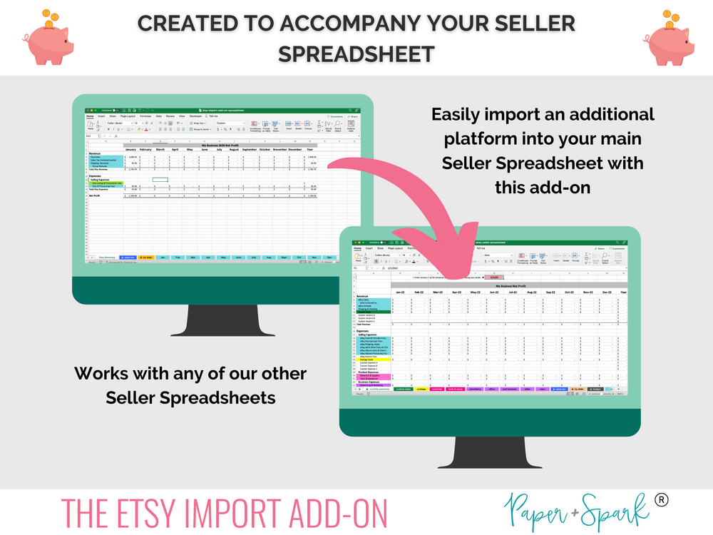 Etsy add on bookkeeping spreadsheet