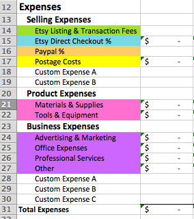 etsy spreadsheet