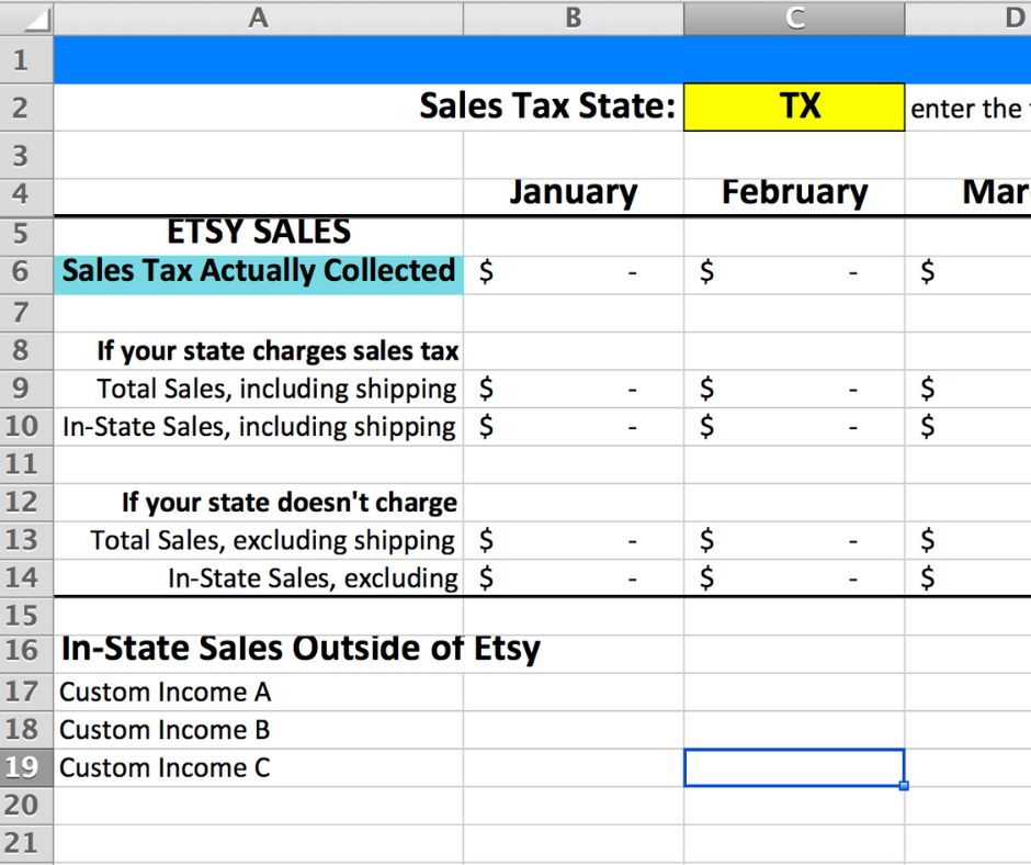 sales tax spreadsheet