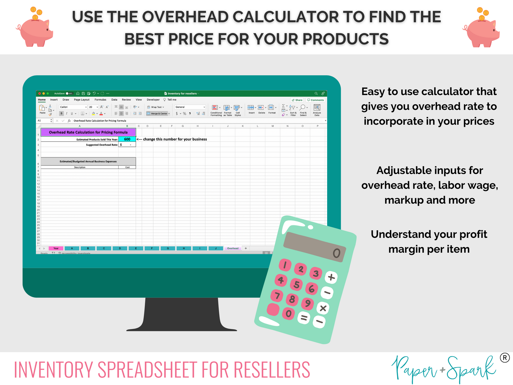 Rep Spreadsheets Inventory for Resellers spreadsheet – Paper and Spark