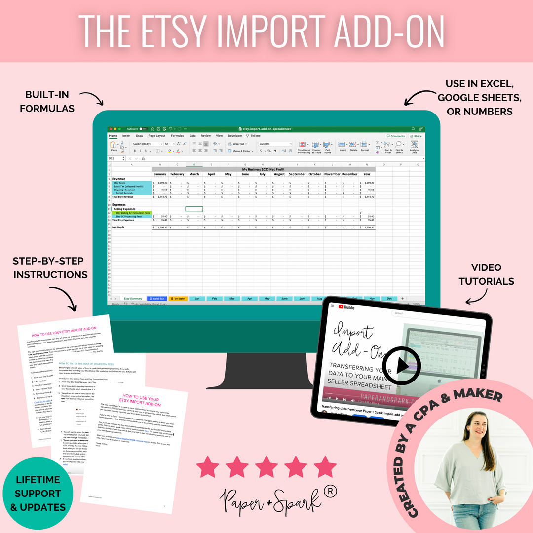 Etsy import add on with seller spreadsheet