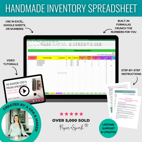 Inventory for handmade sellers spreadsheet