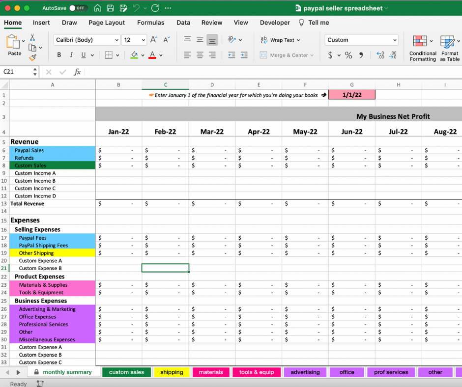 paypal sales and expenses