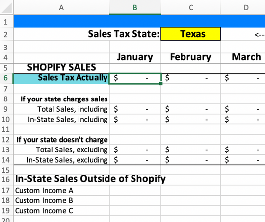 shopify sales tax information